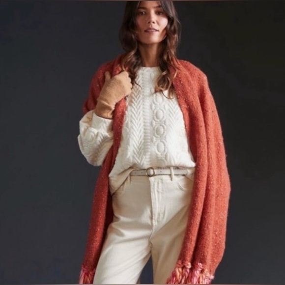 Anthropologie - Super Soft Orange Blanket Scarf NWT - Picture 2 of 9